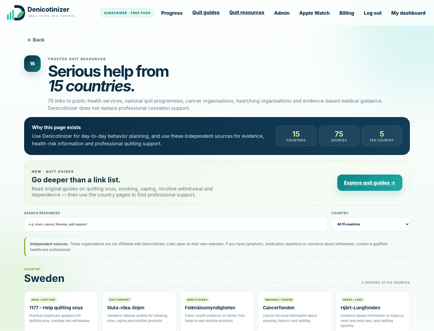 Actual Denicotinizer quit resources